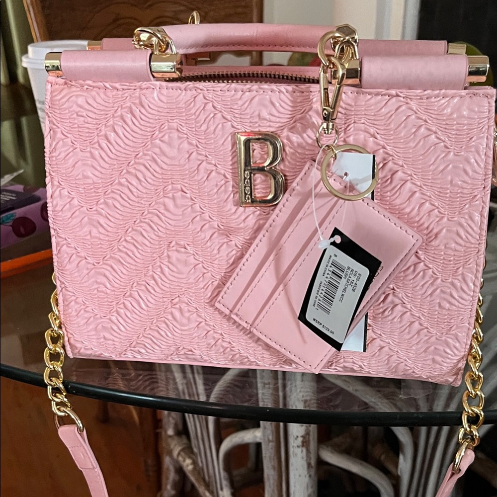 bebe Pink Textured Handbag